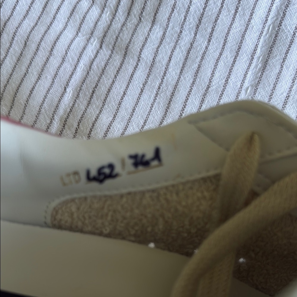 Golden Goose White Leather Sneakers with Pink Heel Tab and Pearl Accents - Picture 7 of 8